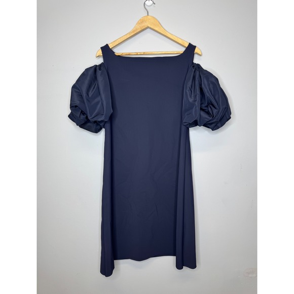 Chiara Boni La Petite Robe Navy Blue Cold Shoulder Puff Sleeve Dress IT 44 US 8 - Picture 5 of 7